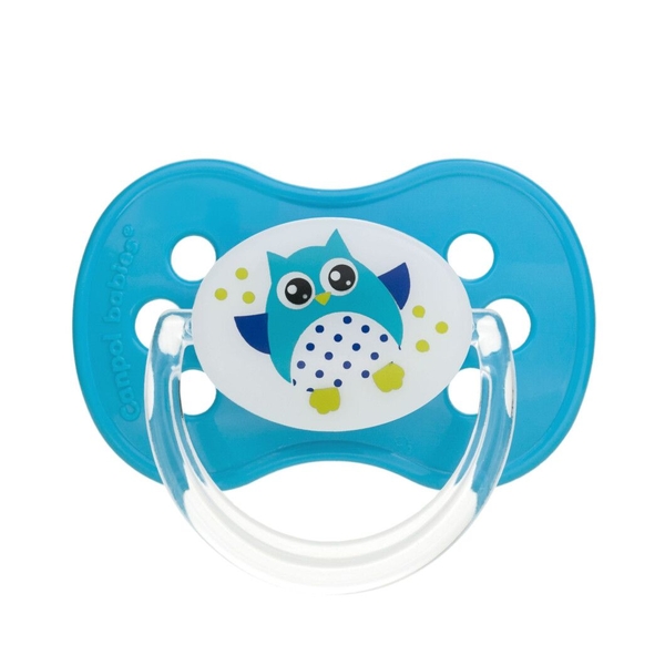 Силіконова симетрична пустушка Canpol Babies Сови, 6-18 міс., блакитний (22/569) - Pampik