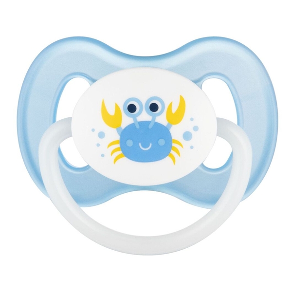 Пустышка латексная круглая Canpol babies Love&Sea, 0-6 мес., голубой (22/606_new blue) - Pampik