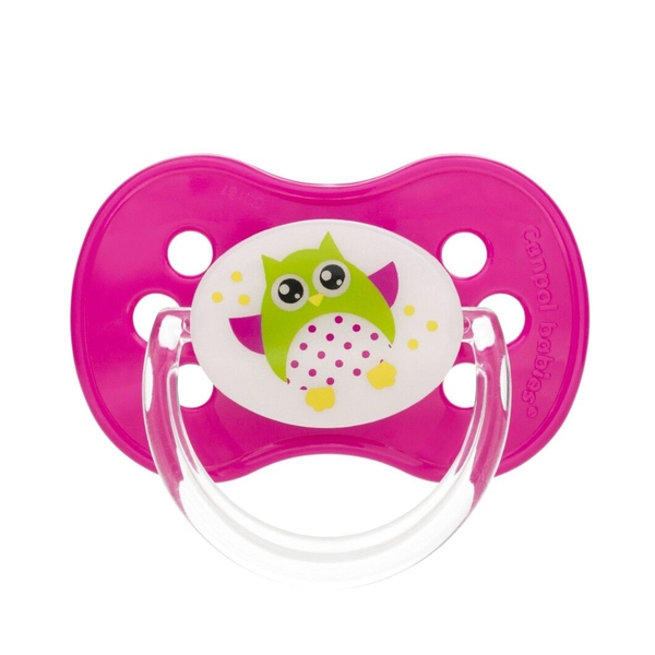 Силіконова симетрична пустушка Canpol Babies Сови, 6-18 міс., рожевий (22/569) - Pampik
