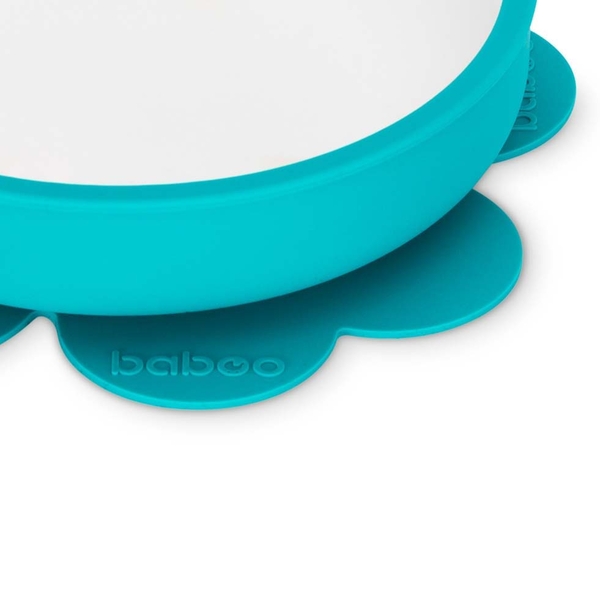 Тарілка силіконова Baboo з протиковзкою основою, 6+ міс, бірюзовий (9-024) - Pampik - 4