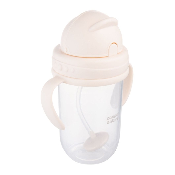 Кружка-непроливайка Canpol babies з трубочкою та обтяжувачем, 270 мл, бежевий (56/623_cre) - Pampik - 4