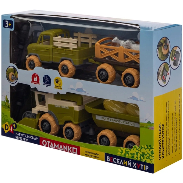 Ігровий набір-конструктор OTAMANKO Веселий хутір: комбайн з причепом, вантажівка з причепом та вівці (532.01.67) - Pampik - 4