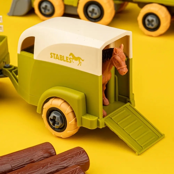 Игровой набор-конструктор OTAMANKO Веселый хутор: трактор з прицепом, грузовик с прицепом и конь (532.01.66) - Pampik - 9