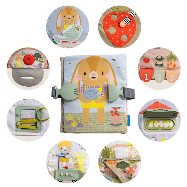 Розвивальна м'яка книжка Taf Toys Садочок у місті Бізібук зайченятка (13355) - Pampik