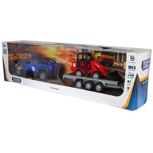 Игровой набор TechnoDrive Внедорожник с прицепом и погрузчиком (510207.270) - Pampik - 10