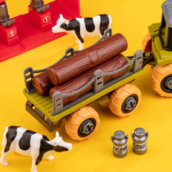 Ігровий набір-конструкторOTAMANKO Веселий хутір: трактор з причепом та молочна ферма з коровами (532.01.59) - Pampik - 6