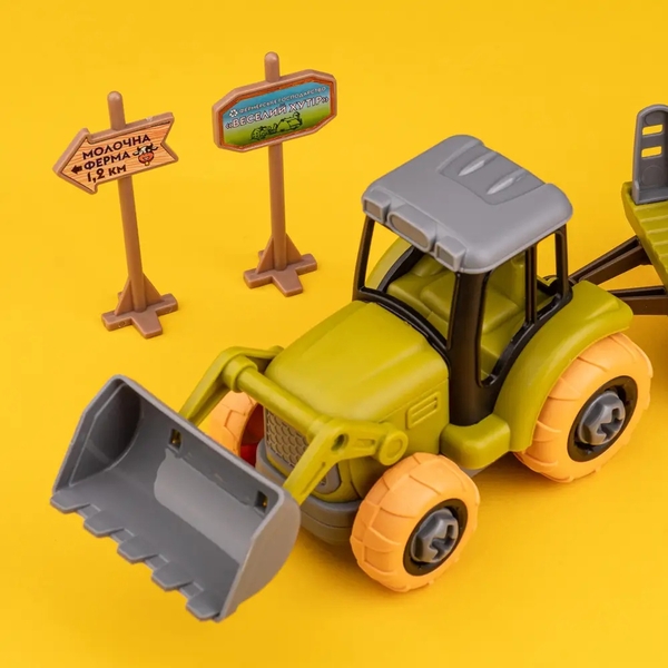 Ігровий набір-конструкторOTAMANKO Веселий хутір: трактор з причепом та молочна ферма з коровами (532.01.59) - Pampik - 3