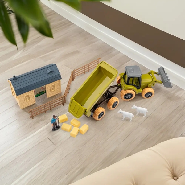 Ігровий набір-конструкторOTAMANKO Веселий хутір: трактор з причепом та ферма з вівцями та курями (532.01.60) - Pampik - 10