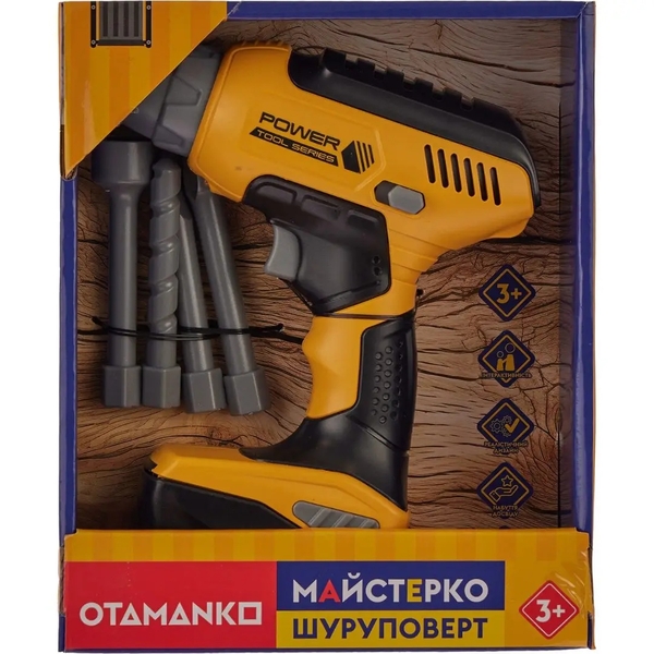 Игрушечный инструмент OTAMANKO Майстерко: шуруповерт, желтый (532.01.45) - Pampik - 4
