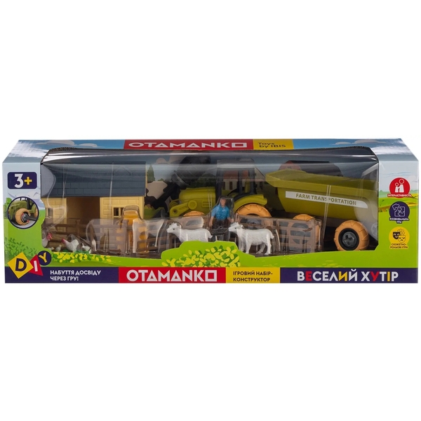 Ігровий набір-конструкторOTAMANKO Веселий хутір: трактор з причепом та ферма з вівцями та курями (532.01.60) - Pampik - 12