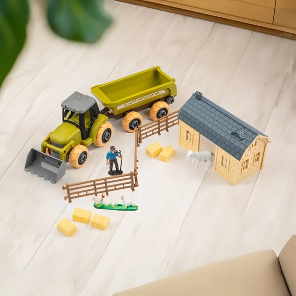 Ігровий набір-конструкторOTAMANKO Веселий хутір: трактор з причепом та ферма з вівцями та курями (532.01.60) - Pampik - 9