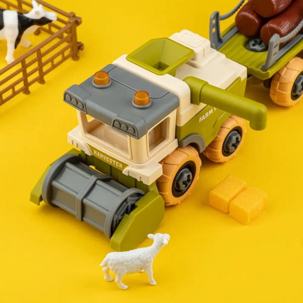 Игровой набор-конструктор OTAMANKO Веселый хутор: комбайн с прицепом, кони, коровы и овца (532.01.64) - Pampik - 5