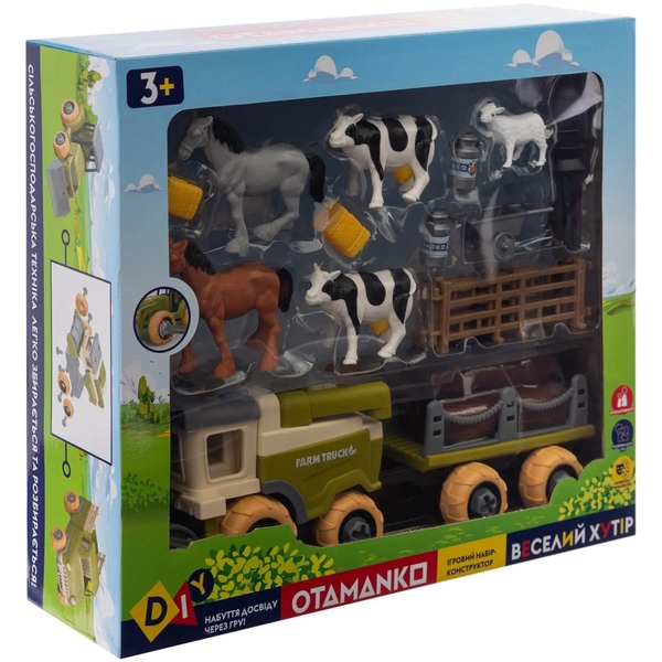 Игровой набор-конструктор OTAMANKO Веселый хутор: комбайн с прицепом, кони, коровы и овца (532.01.64) - Pampik - 2