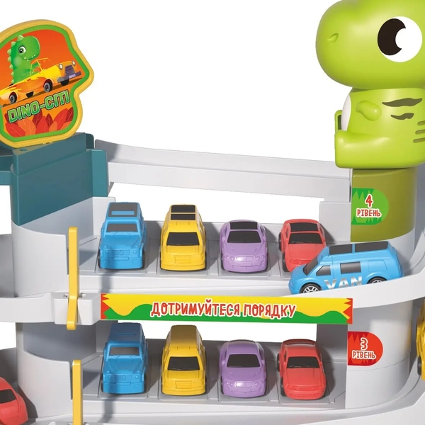 Игровой набор ZIPP Toys Dino Автотрек-паркинг, электрический, 6 машинок (532.01.26) - Pampik - 2