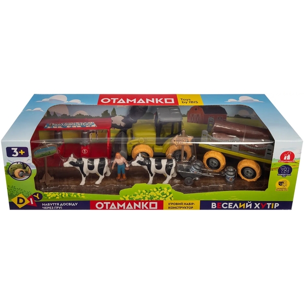Ігровий набір-конструкторOTAMANKO Веселий хутір: трактор з причепом та молочна ферма з коровами (532.01.59) - Pampik - 9