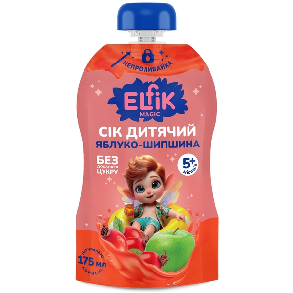 Сік дитячий Elfik Magic Яблуко-Шипшина, 175 мл (361402) - Pampik