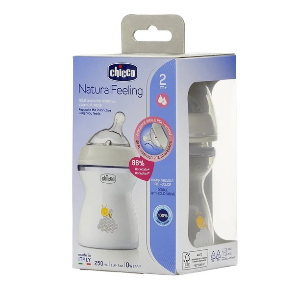 Пляшечка пластикова Chicco Natural Feeling з силіконовою соскою, 250 мл (81323.30) - Pampik - 6