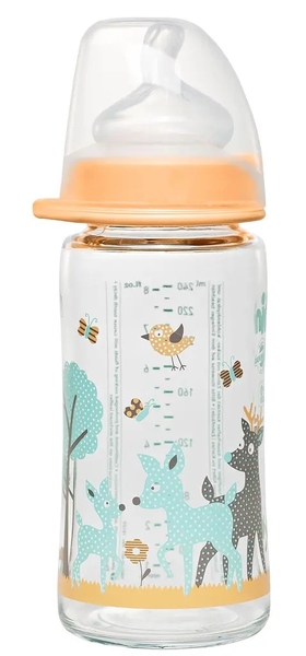 Пляшка скляна Nip Олені, 240 мл, бежевий (35064) - Pampik