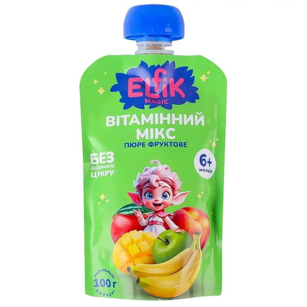 Пюре фруктовое Elfik Magic Витаминный микс, 100 г - Pampik
