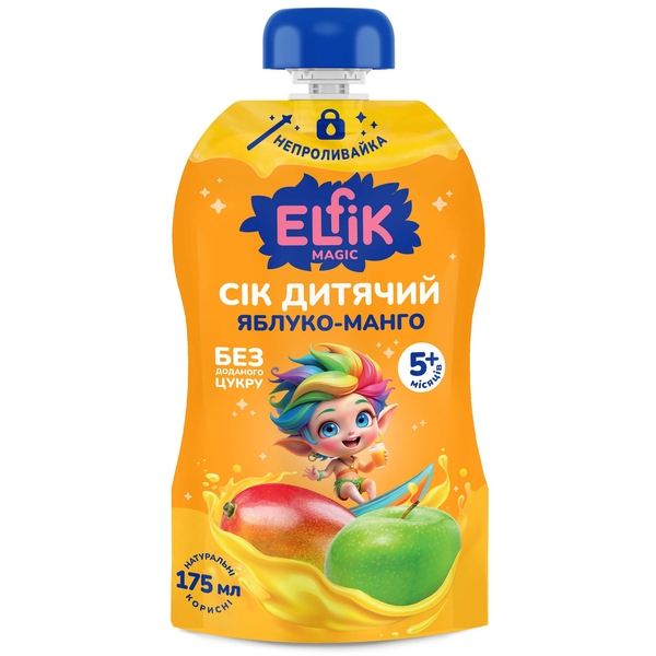 Сік дитячий Elfik Magic Яблуко-Манго, 175 мл (361716) - Pampik