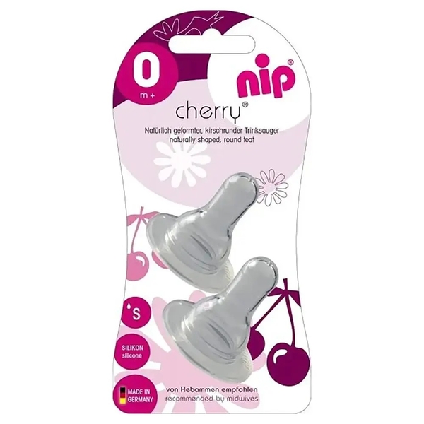 Соска силіконова Nip Вишенька, повільний потік, 0 +, 2 шт. (93003) - Pampik - 2