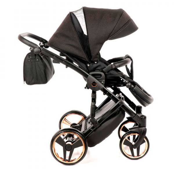 Універсальна коляска 2в1 Junama Mirror Satin 06, білий/ золота рама (J-MS-06) - Pampik - 9