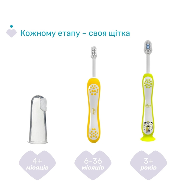 Набір зубних щіток Chicco на присосці, 3-6 років, 2 шт. блакитий з жовтим (12084.11) - Pampik - 7