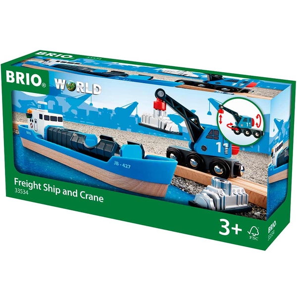 Корабль для железной дороги Brio с вагоном-краном (33534) - Pampik
