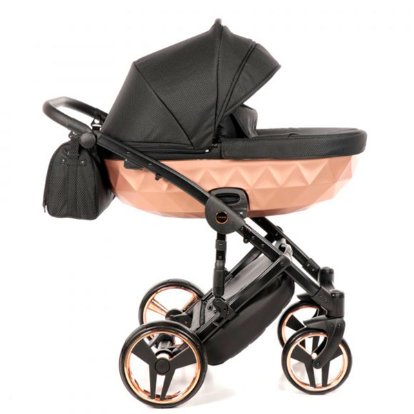 Універсальна коляска 2в1 Junama Mirror Satin 02, чорний/мідна рама (J-MS-02) - Pampik - 3