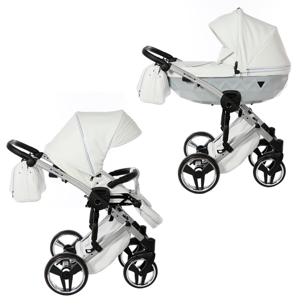 Універсальна коляска 2в1 Junama Mirror Satin 04, білий (J-MS-04) - Pampik