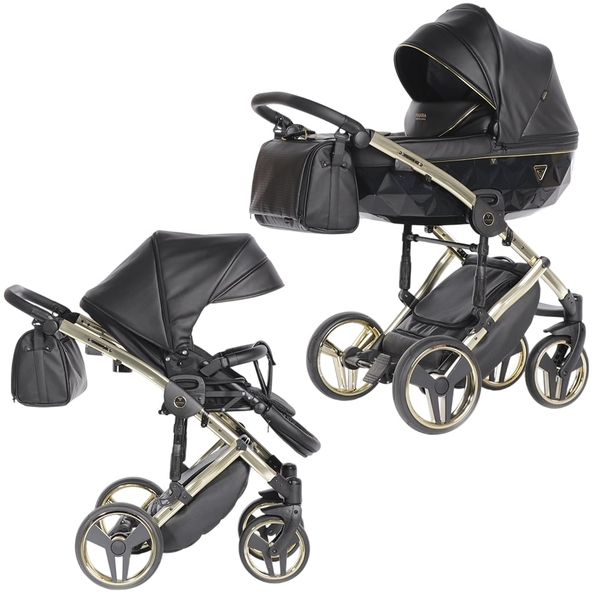 Універсальна коляска 2в1 Junama Fluo line V3 04, чорний (J-Fl-01) - Pampik