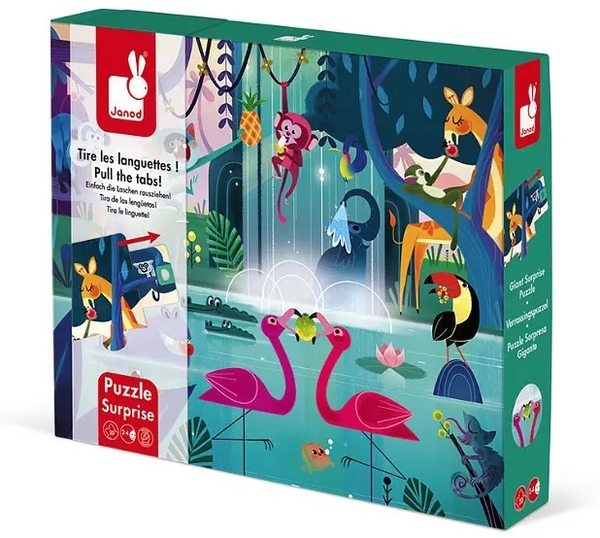 Пазлы-сюрприз Janod Праздник в джунглях, 20 элементов (J02687) - Pampik