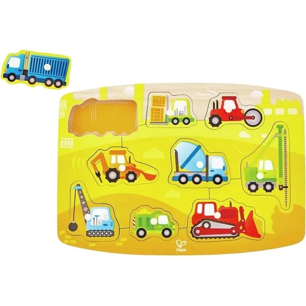 Пазл Hape Строительная техника, 10 элементов (E1407) - Pampik