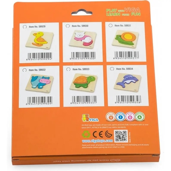 Мини-пазл Viga Toys Кошка, 4 элемента (59930) - Pampik - 3