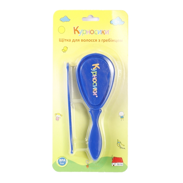 Щітка та гребінець для волосся Курносики, синій (7070 гол) - Pampik - 2