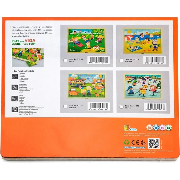 Пазл Viga Toys Времена года Осінь, 24 елемента (51271) - Pampik - 3
