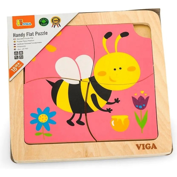 Пазл-вкладиш Viga Toys Бджілка, 4 елементи (50138) - Pampik - 2