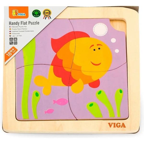 Пазл-вкладыш Viga Toys Рыбка, 4 элемента (50144) - Pampik - 2