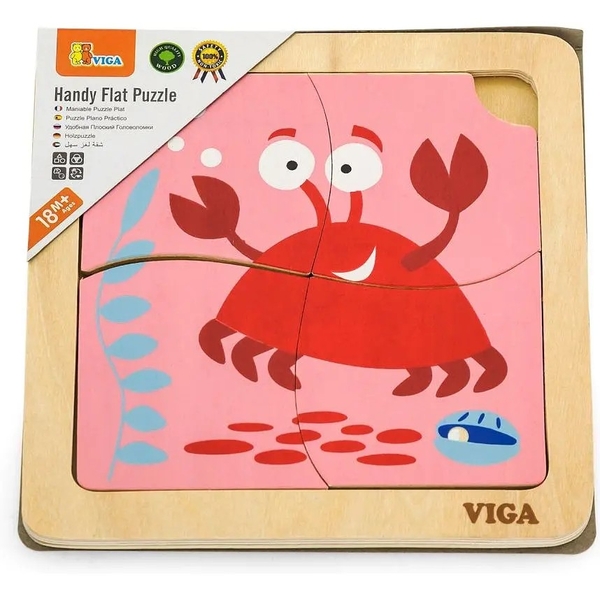 Пазл-вкладыш Viga Toys Краб, 4 элемента (50146) - Pampik - 2