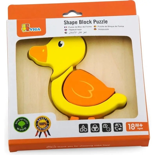 Мини-пазл Viga Toys Уточка, 4 элемента (59929) - Pampik - 2