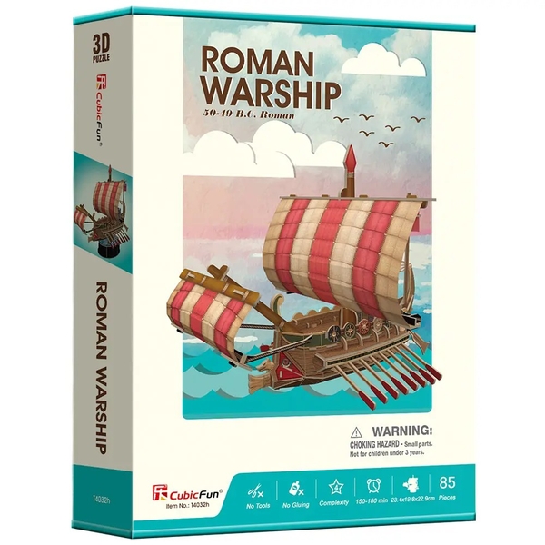 3D Пазл CubicFun Римский Боевой корабль, 85 элементов (T4032h) - Pampik - 3