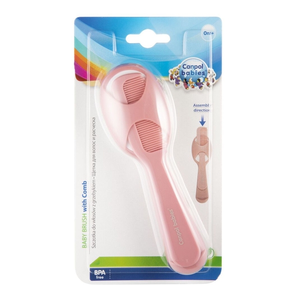 Щітка для волосся з гребінцем Canpol babies, рожевий (56/160_pin) - Pampik - 7