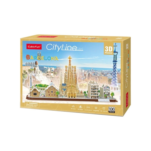 3D Пазл CubicFun City Line Barcelona, 186 елементів (MC256h) - Pampik