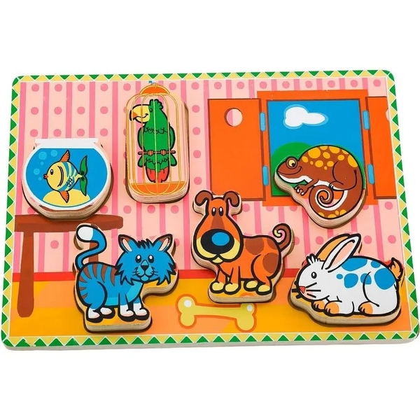 Пазл-вкладыш Viga Toys Домашние животные, 6 элементов (56440) - Pampik