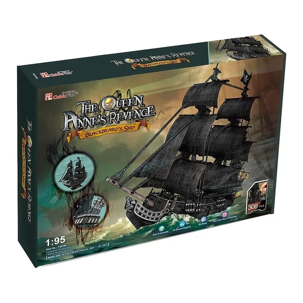 3D Пазл CubicFun Корабль Черной Бороды Месть Королевы Анны, 308 элементов (T4018h) - Pampik