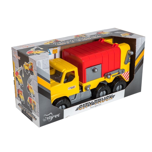 Машинка Tigres City Truck Сміттєвоз, жовтий з червоним (39368) - Pampik