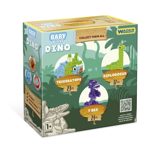 Конструктор Wader Baby Blocks Діно Трицератопс, 23 елементів (41494) - Pampik - 3