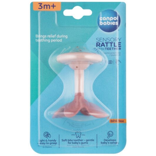 Сенсорная погремушка-прорезыватель Canpol Babies, розовый (56/610_pin) - Pampik - 4