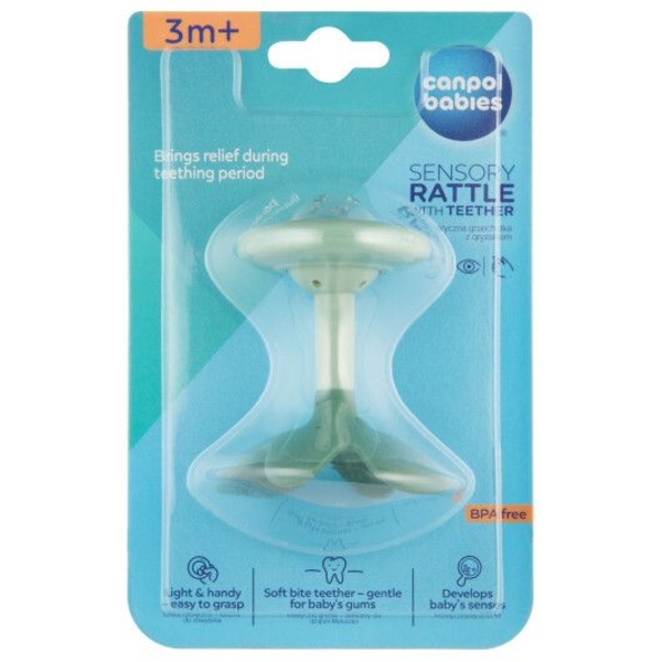 Сенсорне брязкальце-прорізувач Canpol Babies, зелений (56/610_gre) - Pampik - 4