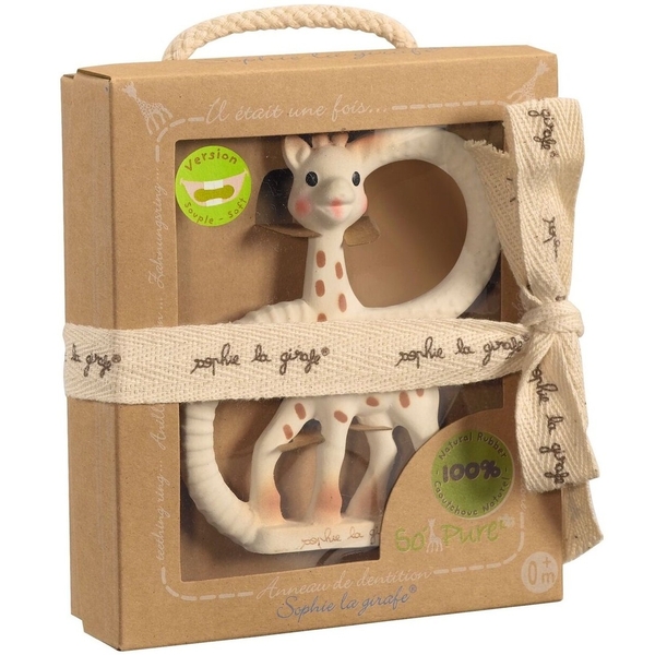 Прорізувач з кільцями Vulli Жирафа Софі So Pure, м'який, 14 см, білий з коричневим (200318) - Pampik
